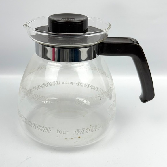 Vintage Melitta Glass Coffee Carafe Pot 8 Cup Black Handle Lid Kitchen Decor - Picture 1 of 11